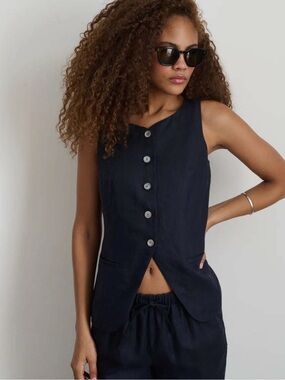 Alex Mill Liv Linen Vest Navy